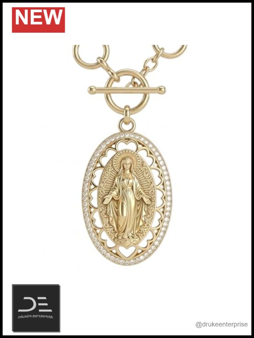 Sterling Silver Virgin Mary Necklace with OT Chain